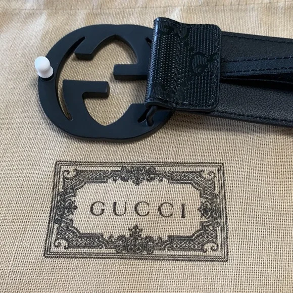 Gucci Black GG Embossed Belt